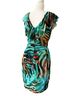Bisou Bisou 100% Polyester 100% Polyester 100% Polyester Animal Print Teal Multi Color Cocktail Dress Size 4 - photo 2