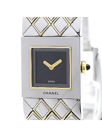 Chanel CHANEL Matelasse 18K Gold Steel Quartz Ladies Watch H0475 Polished (view 1)