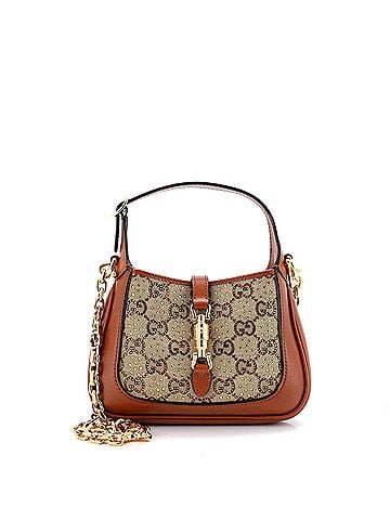 Gucci Jackie 1961 Chain Hobo Crystal Embellished GG Canvas Mini (view 1)