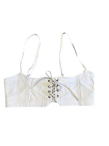 Free People Free People Hastings White Leather Corset Belt Harness S/M Sleeveless T-Shirt (view 1)