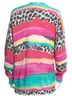 R13 100% Cotton Animal Print Graphic Orange Pink Teal Cardigan Size XS - photo 2