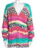 R13 100% Cotton Animal Print Graphic Orange Pink Teal Cardigan Size XS - photo 3