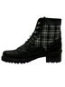 Stuart Weitzman 100% Leather Plaid Black White Ankle Boots Size 8 - photo 3