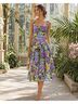 Banjanan 100% Cotton Floral Purple Green Blue Cocktail Dress Size S - photo 12