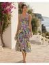 Banjanan 100% Cotton Floral Purple Green Blue Cocktail Dress Size S - photo 4
