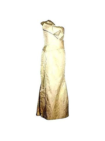 Carolina Herrera Metallic One Shoulder Gown Cocktail Dress (view 1)