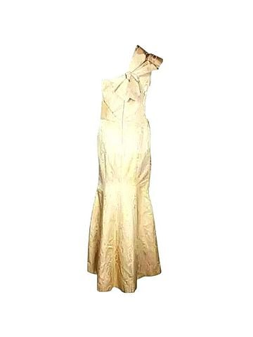 Carolina Herrera Metallic One Shoulder Gown Cocktail Dress (view 2)