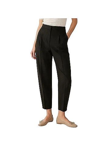 Rebecca Taylor High Rise Cropped Pleated Pant Barrel Leg Taper Straight Trouser Track Pants (view 1)