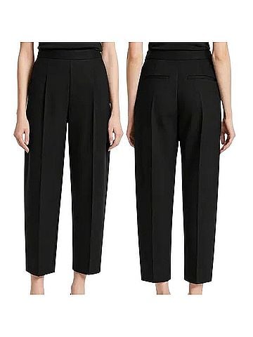 Rebecca Taylor High Rise Cropped Pleated Pant Barrel Leg Taper Straight Trouser Track Pants (view 2)
