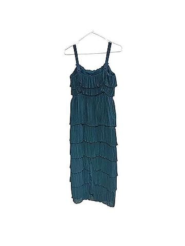 Cinq à Sept Elaine Ruffle Tier Midi Indigo Cocktail Dress (view 2)
