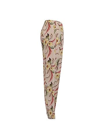Oscar De La Renta Oscar De La Renta Floral-Print Wide-Leg Trousers in Multicolor Linen (view 2)