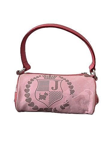 Juicy Couture Vintage Barrel Pink Fabric Leather Trim Y2K Shoulder Bag (view 2)