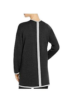 Eileen Fisher Merino Wool Jersey Edged Long Sleeve Cardigan Open Front Topper Cardigan (view 2)