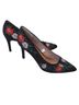 A New Day 100% Velvet Floral Black Red Heels Size 8 1/2 - photo 1