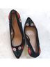 A New Day 100% Velvet Floral Black Red Heels Size 8 1/2 - photo 6