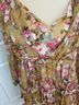 OPT 100% Polyester Floral Tan Pink Ivory Cocktail Dress Size L - photo 11