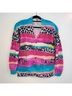 R13 100% Cotton Animal Print Graphic Orange Pink Teal Cardigan Size XS - photo 5