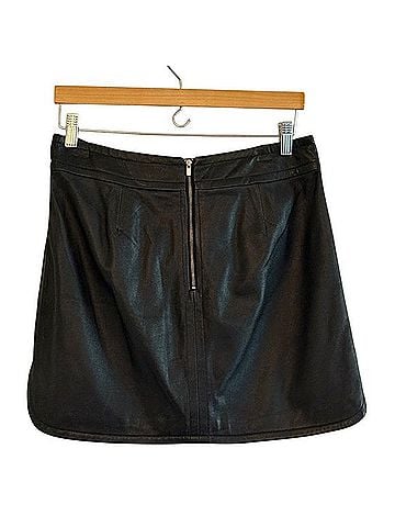 Banana Republic genuine leather black miniskirt Leather Skirt (view 2)