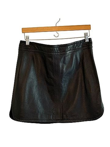 Banana Republic genuine leather black miniskirt Leather Skirt (view 1)