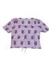 Rhode 100% Linen Floral Purple Short Sleeve Blouse Size L - photo 4