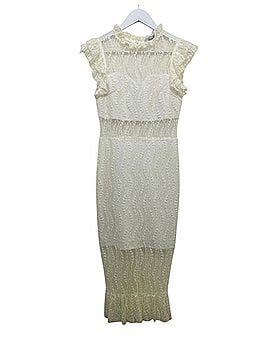 long mustard lace dress self-portrait - Yellow Lace Satin Maxi Dress main image 0