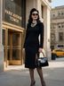 Lilli Ann 100% Wool 100% Polyester Black Wool Dress Size 8 - photo 4