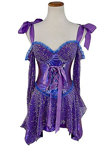 Dolls Kill NWT Trickz N’ Treatz Purple Fairy Sequin Corset Mini Dress w/Wings  & Garters Set | Cyber Y2K Rave  Casual Dress (view 2)