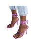Schutz 100% Leather Print Purple Sandals Size 9 - photo 1