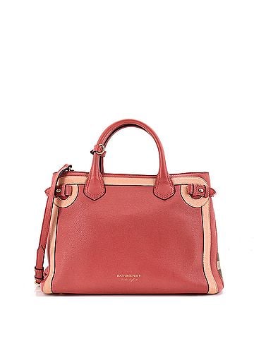 Burberry Banner Tote Leather and House Check Canvas Medium (view 1)