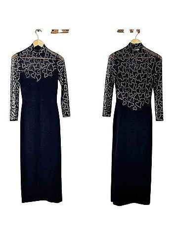 St. John Evening Rhinestone Heart Embellished Knit Gown Cocktail Dress (view 2)