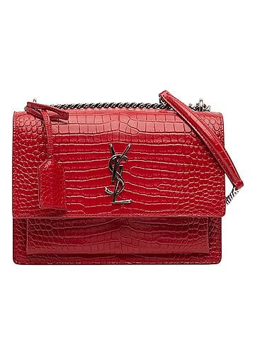 Saint Laurent Medium Croc Embossed Leather Monogram Sunset Crossbody (view 1)