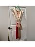 Tory Burch 100% Silk Red Ivory Cocktail Dress Size 4 - photo 3