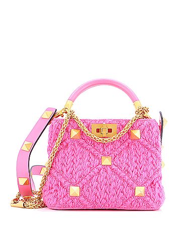 Valentino Garavani Roman Stud Top Handle Bag Woven Wool with Leather Small (view 1)