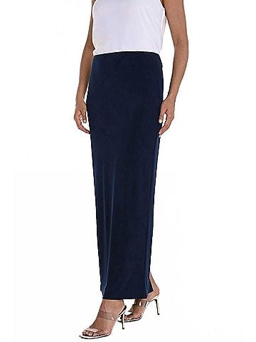 Frank Lyman Design High Waist Pull On Pencil Maxi Skirt in Midnight (view 2)