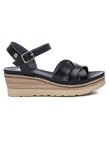 XTI Women's Wedge Strappy Sandals in Black (view 1)