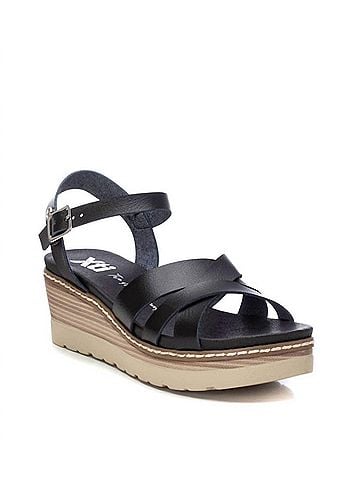 XTI Women's Wedge Strappy Sandals in Black (view 2)