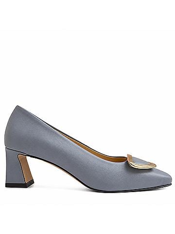 Brunate Women's Leather Square Toe Pump in Piombo Blue (view 1)