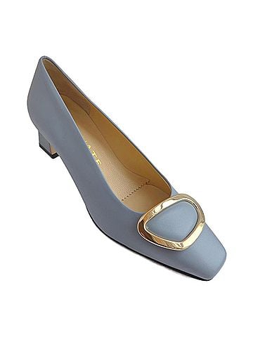Brunate Women's Leather Square Toe Pump in Piombo Blue (view 2)