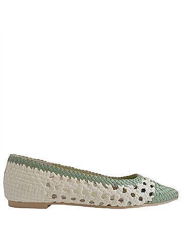 Pretty Ballerinas Women's Ella Ballet Flats in Cream/ Green (view 1)