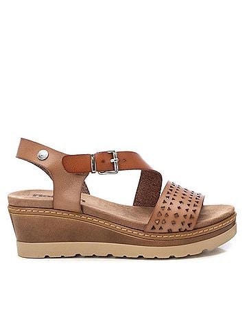 XTI Women's Crossed Strap Wedge Sandals in Taupe (view 1)