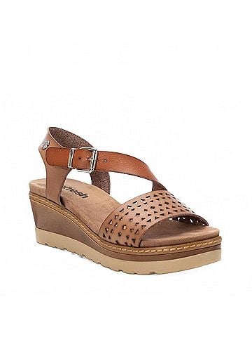 XTI Women's Crossed Strap Wedge Sandals in Taupe (view 2)