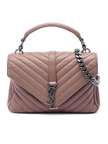 Saint Laurent Medium Chevron Sheepskin Monogram College Satchel (view 1)