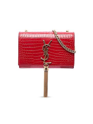Saint Laurent Small Croc Embossed Leather Kate Tassel Crossbody (view 1)