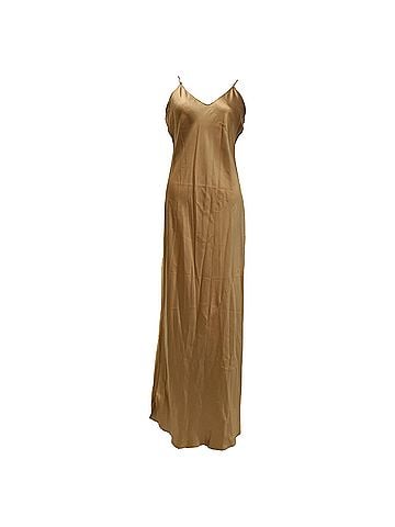 Nili Lotan Nili Lotan V-Neck Slip Maxi Dress in Brown Silk (view 1)