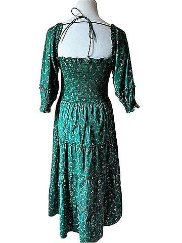 Hill House Hill House Nesli Nap Dress Dress in Emerald Trellis  Casual Dress (view 2)