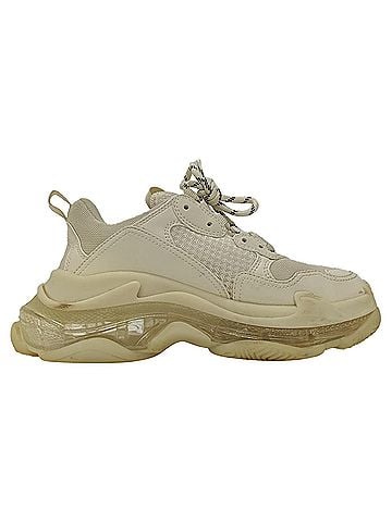 Balenciaga  Balenciaga Triple S Clear Sole Sneakers in White Polyester (view 1)