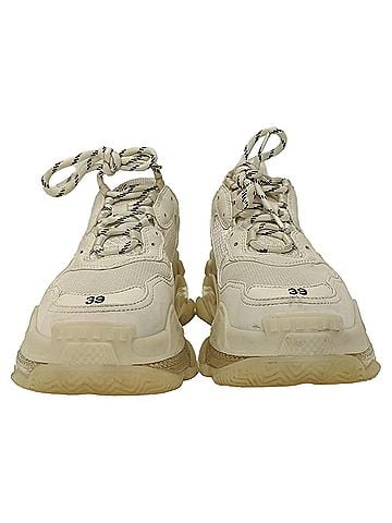 Balenciaga  Balenciaga Triple S Clear Sole Sneakers in White Polyester (view 2)