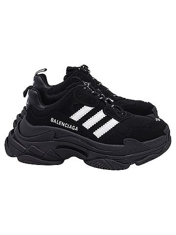 Balenciaga  Balenciaga x Adidas Triple S Sneakers in Black Polyester (view 1)
