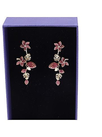 Swarovski Swarovski Tropical Flower Pierced Earrings in Red Metal (view 1)
