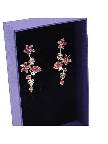 Swarovski Swarovski Tropical Flower Pierced Earrings in Red Metal (view 2)